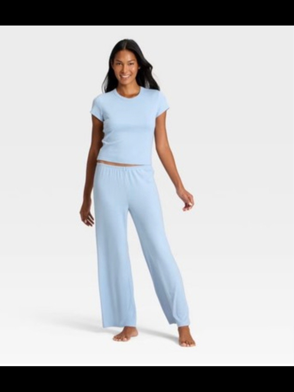 Auden Light Blue Short Sleeve Lounge Pajama Set